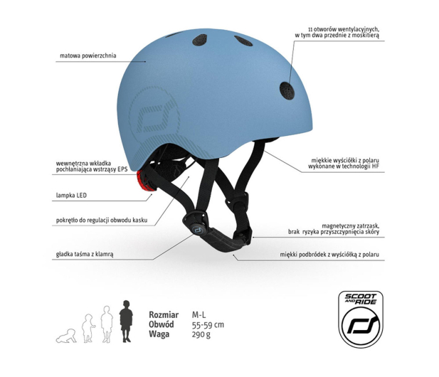Scoot & Ride Kask ochronny M-L dla starszych dzieci i nastolatków Steel - 1471324 - zdjęcie 5